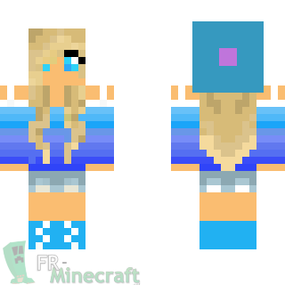 Aperçu de la skin Minecraft Blonde en bleu