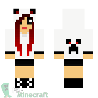 Aperçu de la skin Minecraft Fille Panda Rouge