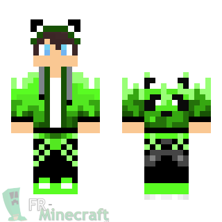 Aperçu de la skin Minecraft Garçon déguisé en panda vert