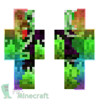 Aperçu de la skin Minecraft Creeper moitié multicolore
