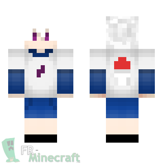 Aperçu de la skin Minecraft Garçon cheveux blancs et pull blanc et bleu