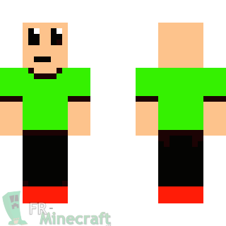 Aperçu de la skin Minecraft mec chauve au t-shirt vert