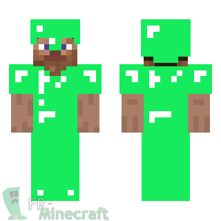 Aperçu de la skin Minecraft Steve avec armure en emeraude