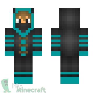 Aperçu de la skin Minecraft Garçon veste noire et bleue / capuche