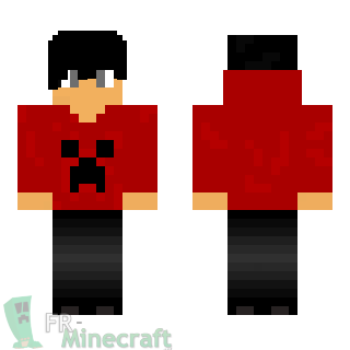 Aperçu de la skin Minecraft Garçon en rouge motif creeper