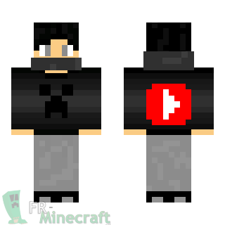 Aperçu de la skin Minecraft Garçon en noir motif creeper / bandeau / casques