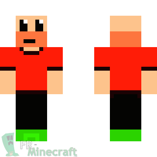 Aperçu de la skin Minecraft mec chauve au t-shirt rouge