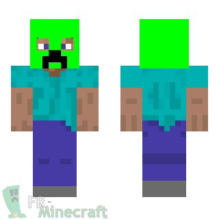 Aperçu de la skin Minecraft Steve avec casque creeper