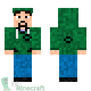 Aperçu de la skin Minecraft Homme sweat vert et jean