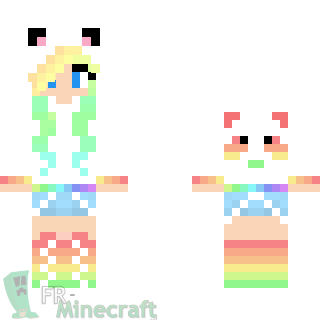 Aperçu de la skin Minecraft Fille Panda Coloré