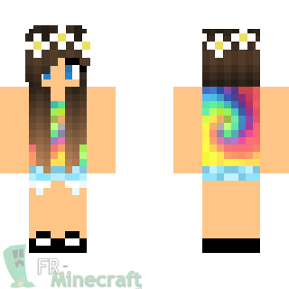 Aperçu de la skin Minecraft Fille habillée Arc-en-ciel