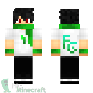 Aperçu de la skin Minecraft Garçon T-shirt blanc / écharpe verte