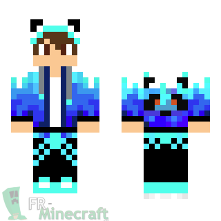 Aperçu de la skin Minecraft Garçon déguisement panda bleu