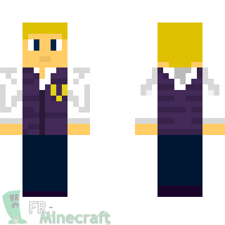 Aperçu de la skin Minecraft Garçon blond veste violette et blanche