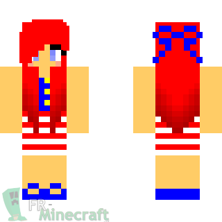 Aperçu de la skin Minecraft Fille avec cheveux rouge avec tee-shirt robe états-unis