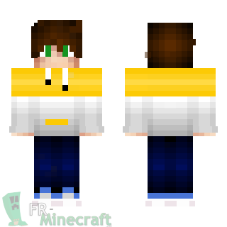 Aperçu de la skin Minecraft Garçon avec un pull jaune et blanc