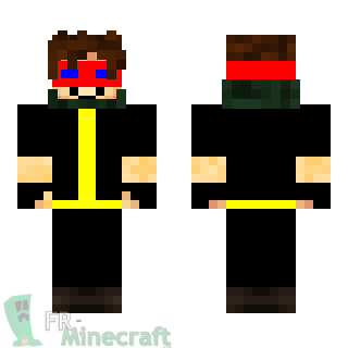 Aperçu de la skin Minecraft Garçon en noir et jaune / lunettes rouges
