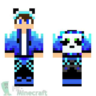 Aperçu de la skin Minecraft Garçon panda blanc et bleu
