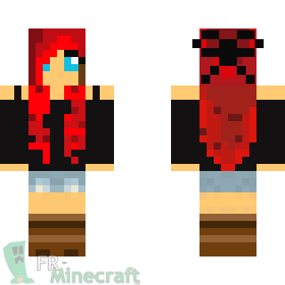 Aperçu de la skin Minecraft Fille aux cheveux rouge