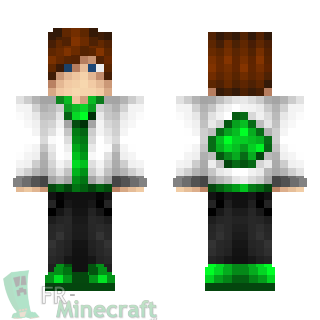 Aperçu de la skin Minecraft Homme cool vert/blanc