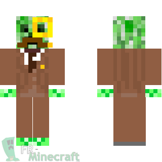 Aperçu de la skin Minecraft Creeper en costume + monocle