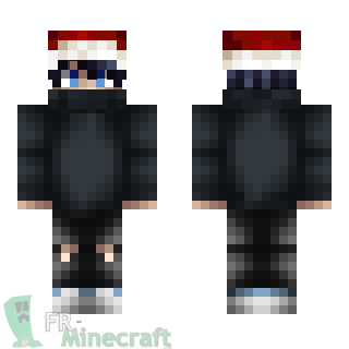 Aperçu de la skin Minecraft Garçon en noir et bonnet de Noël