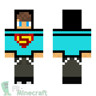 Aperçu de la skin Minecraft Garcon SuperMan Turquoise