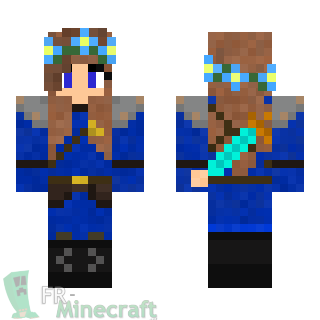 Aperçu de la skin Minecraft Fille guerrière avec bandeau de fleurs