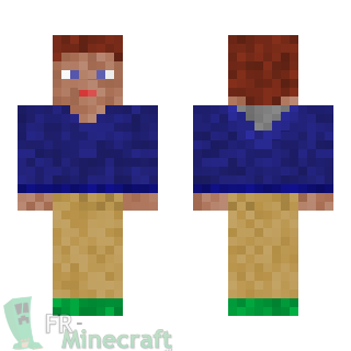 Aperçu de la skin Minecraft Garçon en bleu et beige