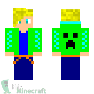 Aperçu de la skin Minecraft Garçon blond casques rouges / veste verte