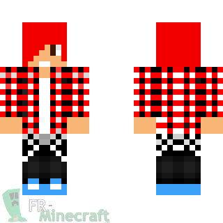 Aperçu de la skin Minecraft Ado en chemise rouge