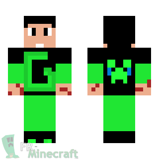 Aperçu de la skin Minecraft Garçon en vert et mains en sang