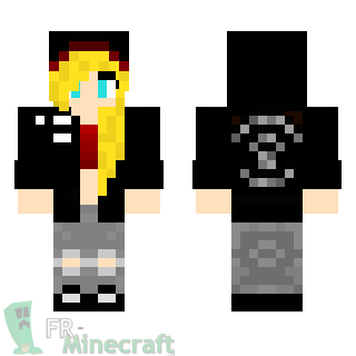 Aperçu de la skin Minecraft Fille blonde veste à capuche noire