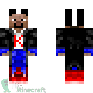 Aperçu de la skin Minecraft Steve aux cheveux noirs et blancs