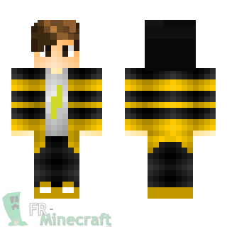 Aperçu de la skin Minecraft Garçon veste jaune et noire motif éclair