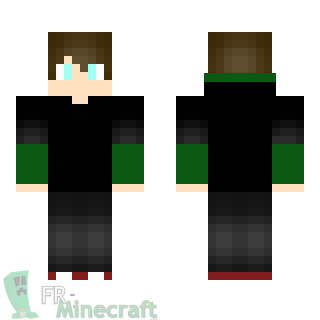 Aperçu de la skin Minecraft Garçon en noir et vert