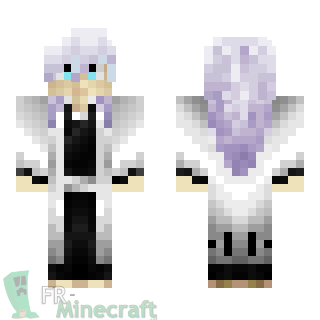 Aperçu de la skin Minecraft Garçon cheveux blancs habillé en blanc et noir