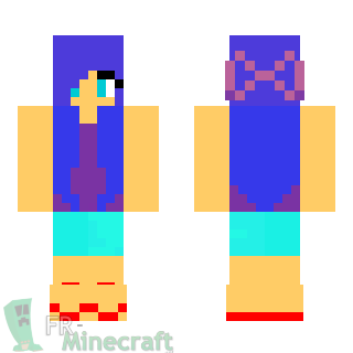 Aperçu de la skin Minecraft Fille avec un noeud dans les cheveux