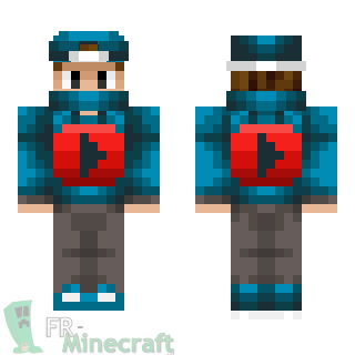 Aperçu de la skin Minecraft Youtuber en bleu et casquette