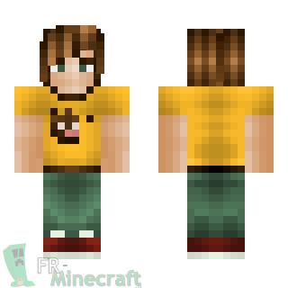 Aperçu de la skin Minecraft Fille brune T-shirt jaune
