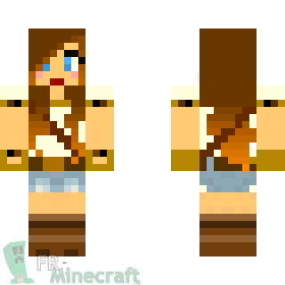 Aperçu de la skin Minecraft Fille Aventurière Brune Mèche