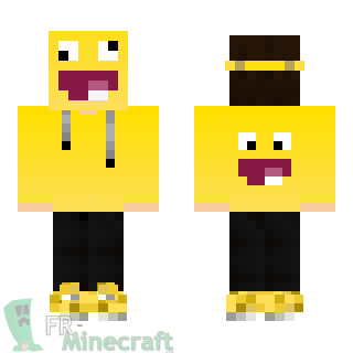 Aperçu de la skin Minecraft Garçon avec un masque sourire jaune