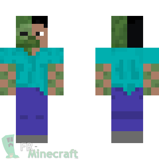 Aperçu de la skin Minecraft Steve Moitié Zombie