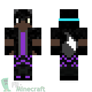 Aperçu de la skin Minecraft Garçon en noir et violet