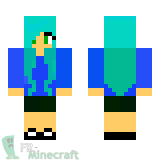 Aperçu de la skin Minecraft Adolescente cheveux bleu