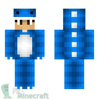 Aperçu de la skin Minecraft Garçon en costume de dinosaure bleu
