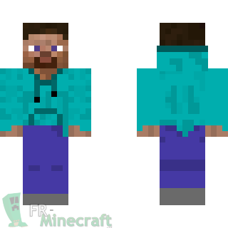 Aperçu de la skin Minecraft Steve à capuche (Bleu clair)