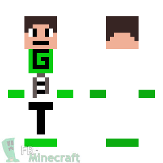 Aperçu de la skin Minecraft Garçon en blanc et vert motif G