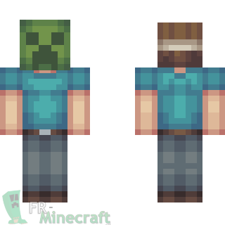 Aperçu de la skin Minecraft Steve avec Masque de Creeper
