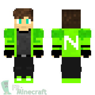 Aperçu de la skin Minecraft Garçon veste verte et gants